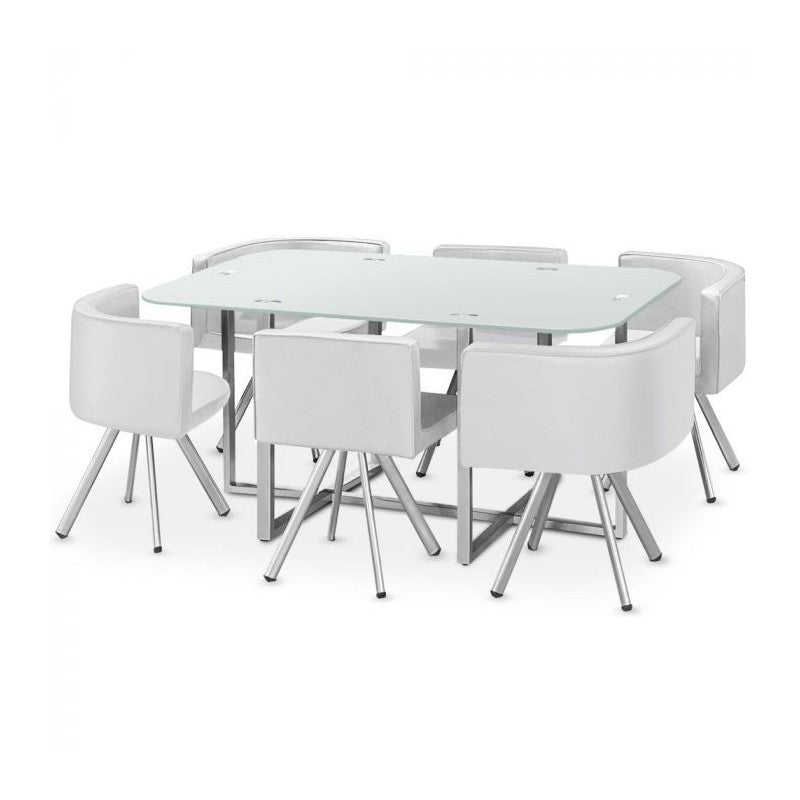 Ensemble Table de repas avec 6 chaises Design MADRID Blanc