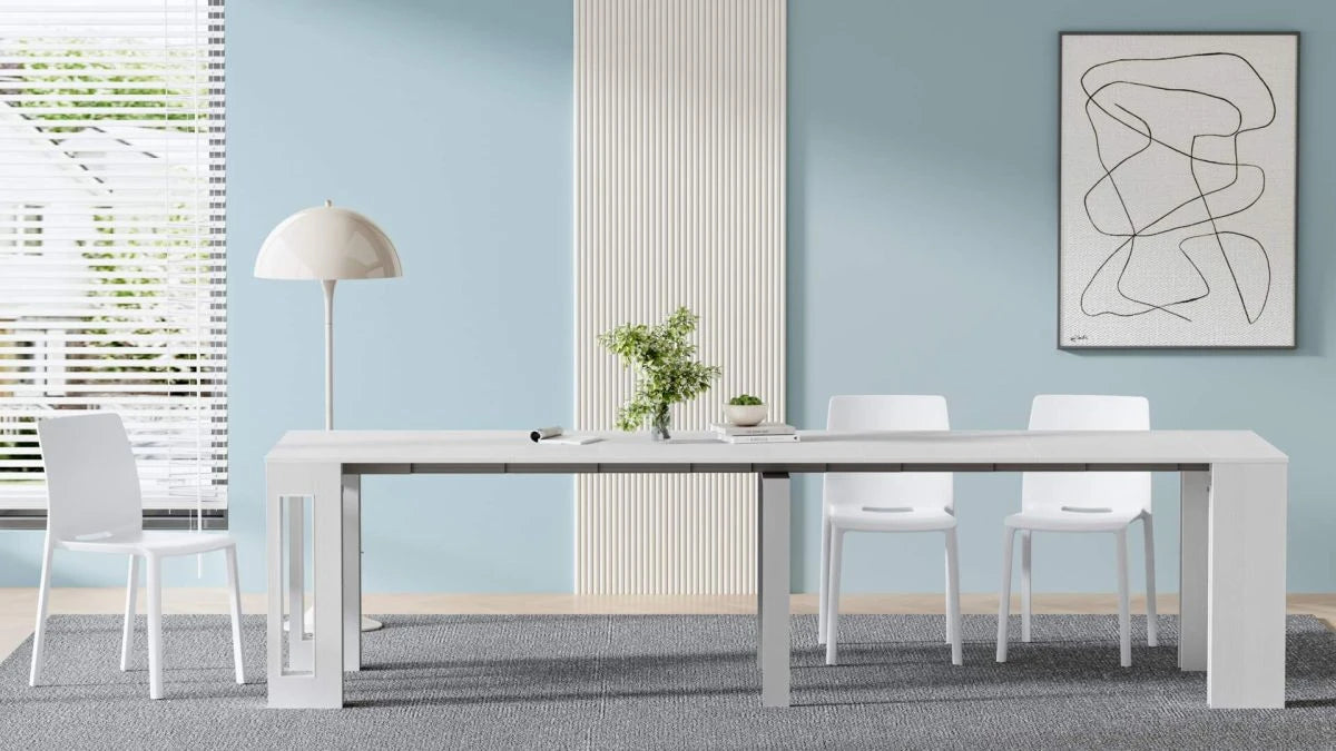 Table Console Extensible MILANO Blanc Laqué