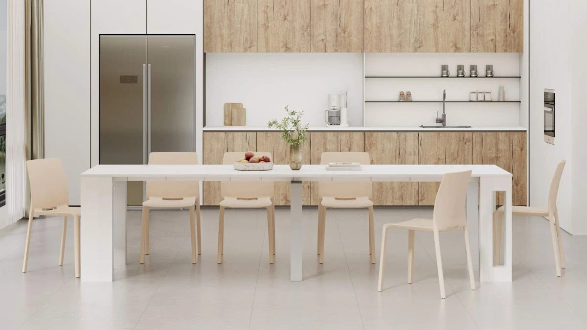 Table Console Extensible MILANO Blanc Laqué