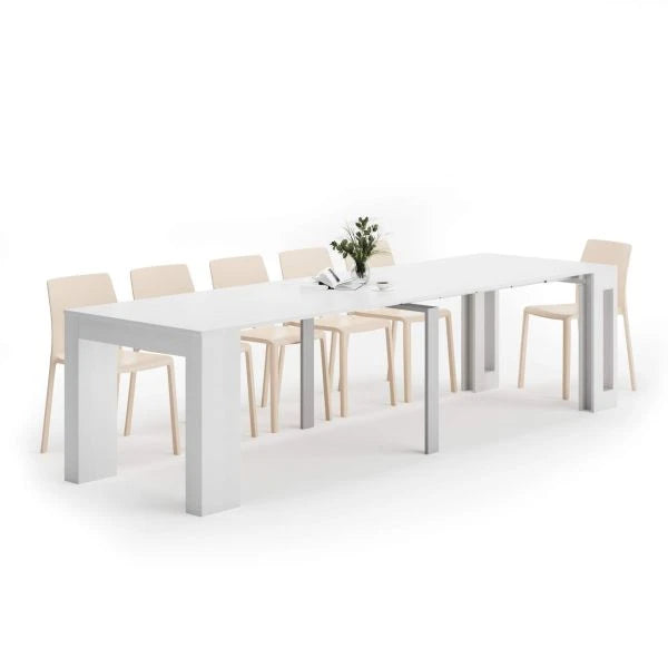 Table Console Extensible MILANO Blanc Laqué