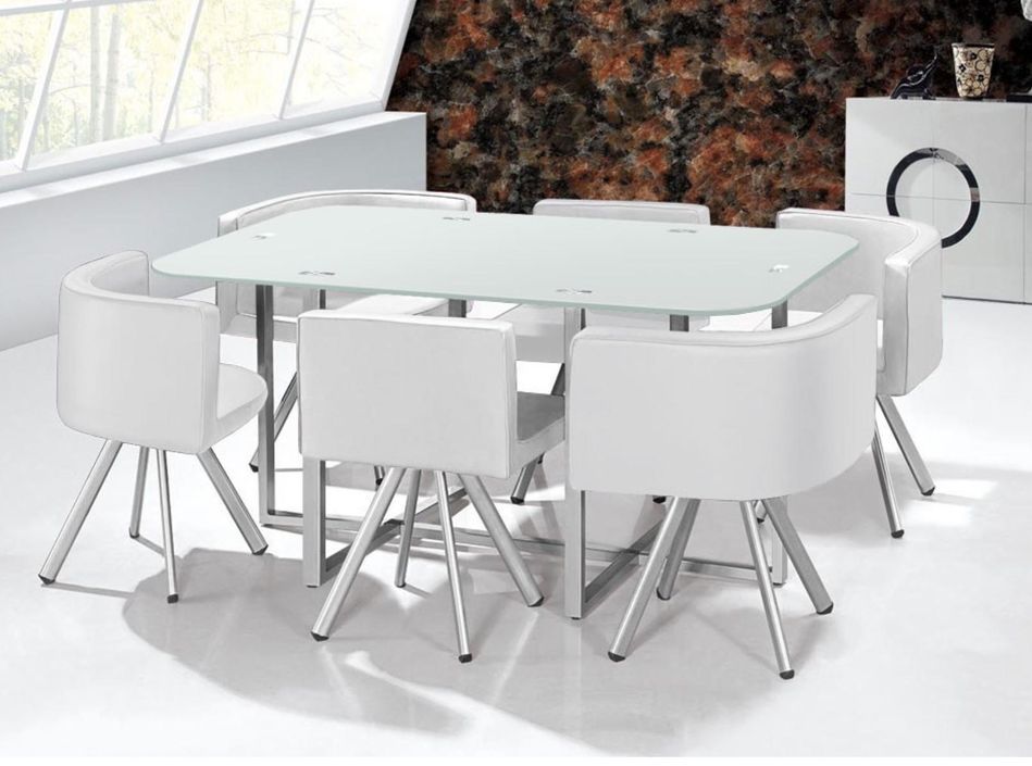 Ensemble Table de repas avec 6 chaises Design MADRID Blanc