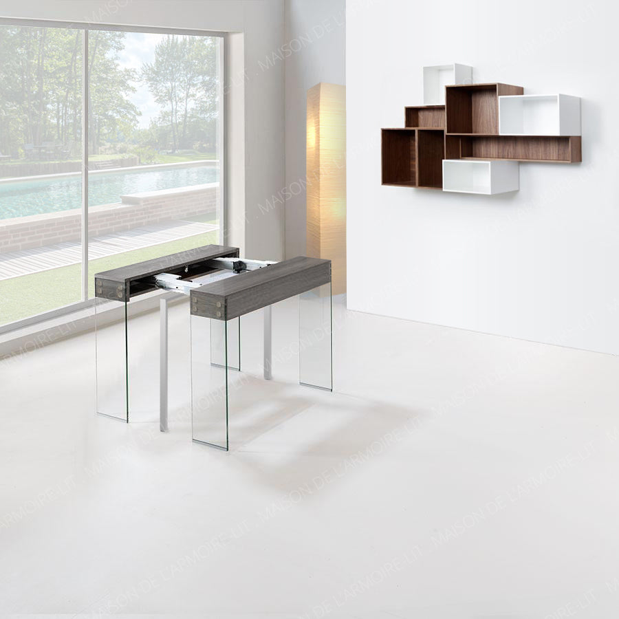Table Console Extensible New York Gris Laqué