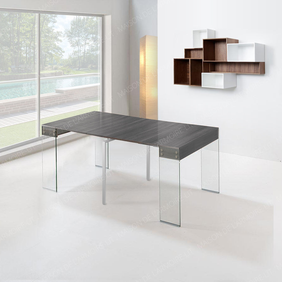 Table Console Extensible New York Gris Laqué