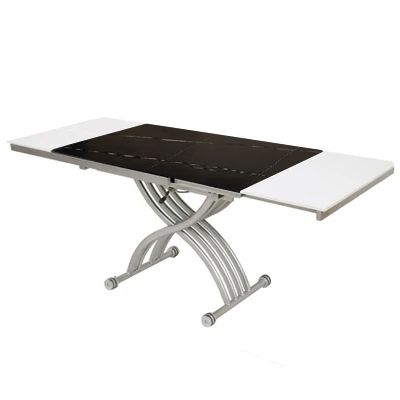 Table basse relevable extensible Zen Noir Marbre