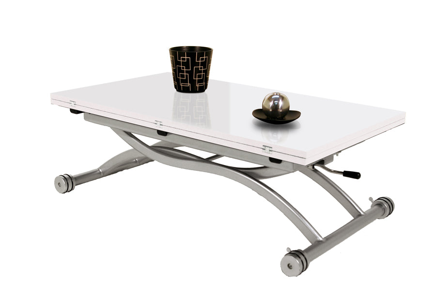 Table basse relevable MIRAGE Laqué Blanc
