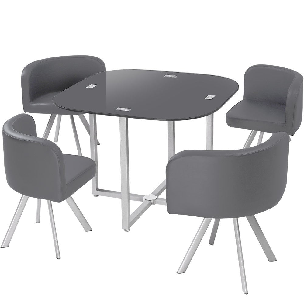 Ensemble Table de repas avec 4 chaises Design MALAGA Gris