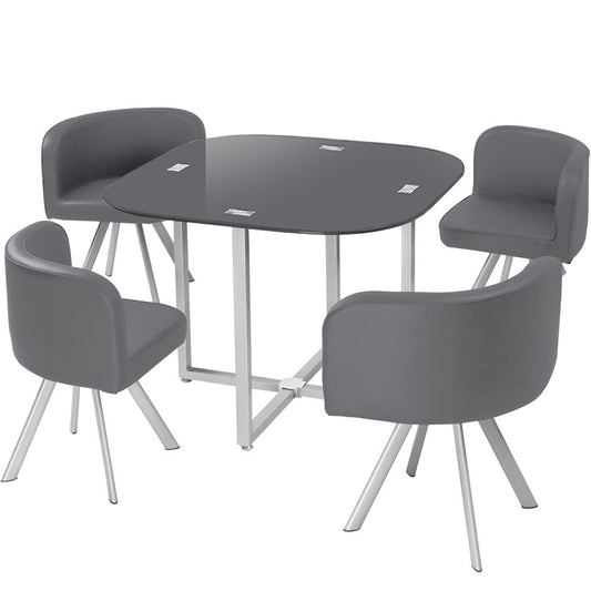 Ensemble Table de repas avec 4 chaises Design MALAGA Gris