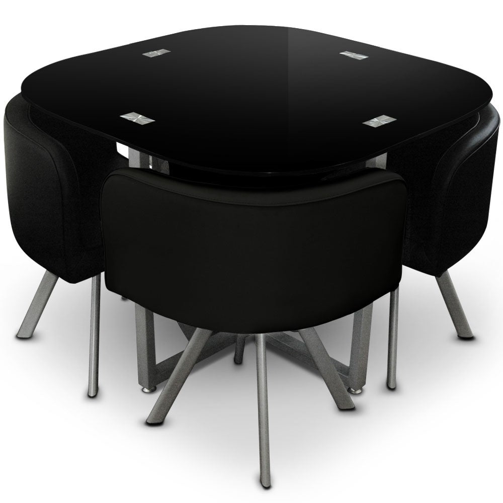 Ensemble Table de repas avec 4 chaises Design MALAGA Noir