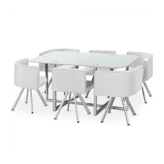 Ensemble Table de repas avec 6 chaises Design MADRID Blanc