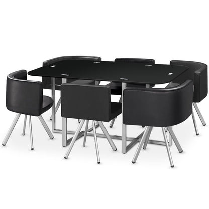 Ensemble Table de repas avec 6 chaises Design MADRID Noir