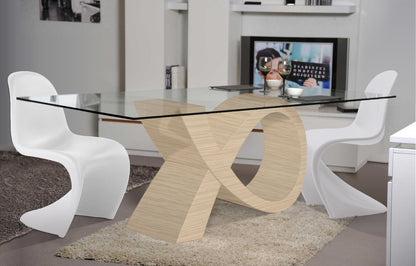 Ensemble Table de repas Design ALPHA chêne clair et 4 chaises Popart