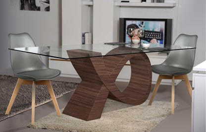 Ensemble Table de repas Design ALPHA Noyer et 4 chaises Popart Noir