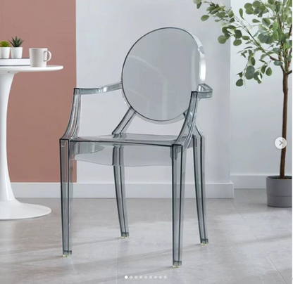 Lot de 4 Chaises CRYSTAL Transparentes Fumée Empilables
