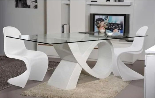 Ensemble table de repas Design ALPHA Blanc & 6 chaises PopArt Blanc