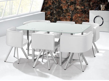 Ensemble Table de repas avec 6 chaises Design MADRID Blanc