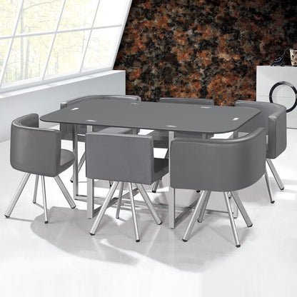 Ensemble Table de repas avec 6 chaises Design MADRID Gris