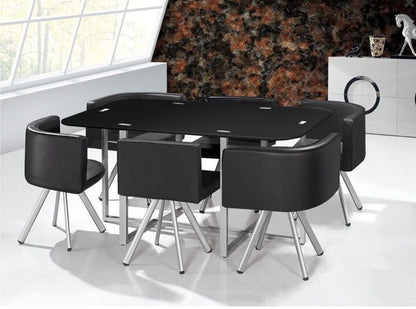 Ensemble Table de repas avec 6 chaises Design MADRID Noir