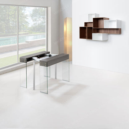 Table Console Extensible New York Gris Laqué