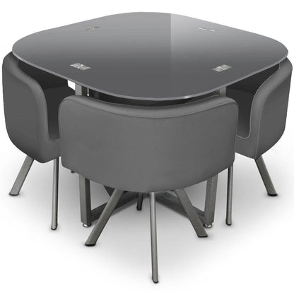 Ensemble Table de repas avec 4 chaises Design MALAGA Gris