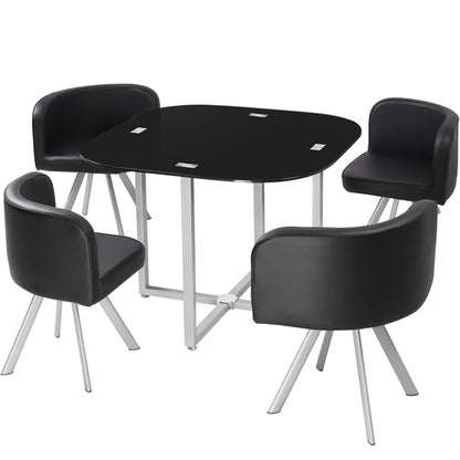 Ensemble Table de repas avec 4 chaises Design MALAGA Noir