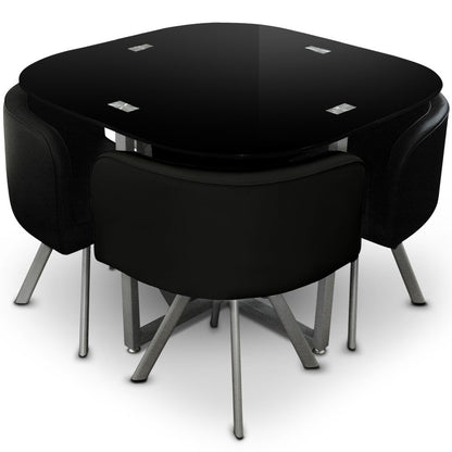 Ensemble Table de repas avec 4 chaises Design MALAGA Noir